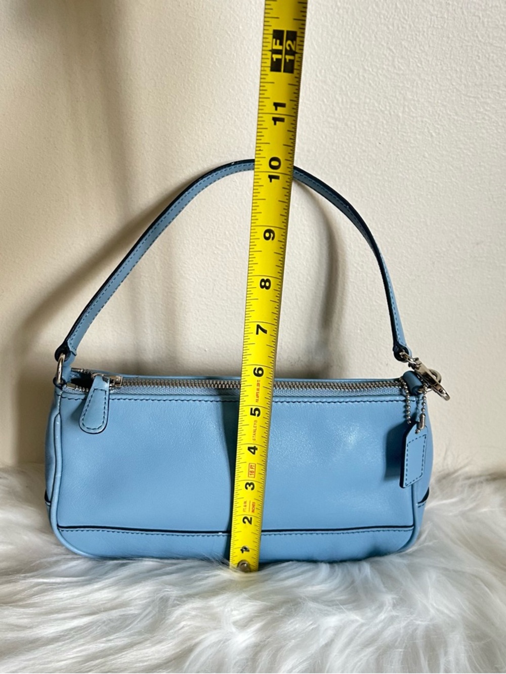 Coach Light Blue Leather Small Baguette Shoulder Bag 7785 Vintage Y2K - Picture 8 of 9